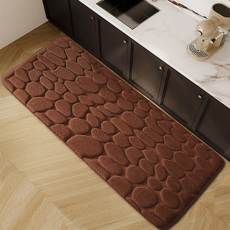 Kitchen Soft Pebble Cobblestone Design Polyester Kitchen Rugs/Colors/White/Gray/ Black/Blue/Multicolor/ Beige/ Brown/Hand Wash