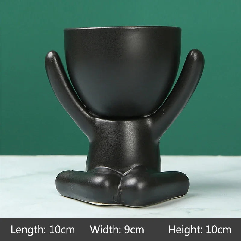 Creative Cute Imitation Humanoid Ceramic Flower Pot Succulent Planter Crafts Vase Home Decoration Personalized Gift Wholesale