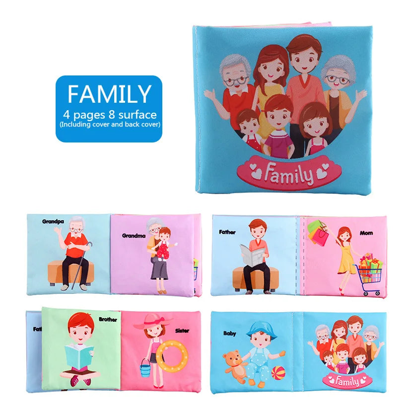 Parent-Babies Soft Fabric Cloth Cognitive Development Early Educational No Tear Book Toys/Washable-Fadeless/Colors-Multicolor/Blue/Pink/Animal