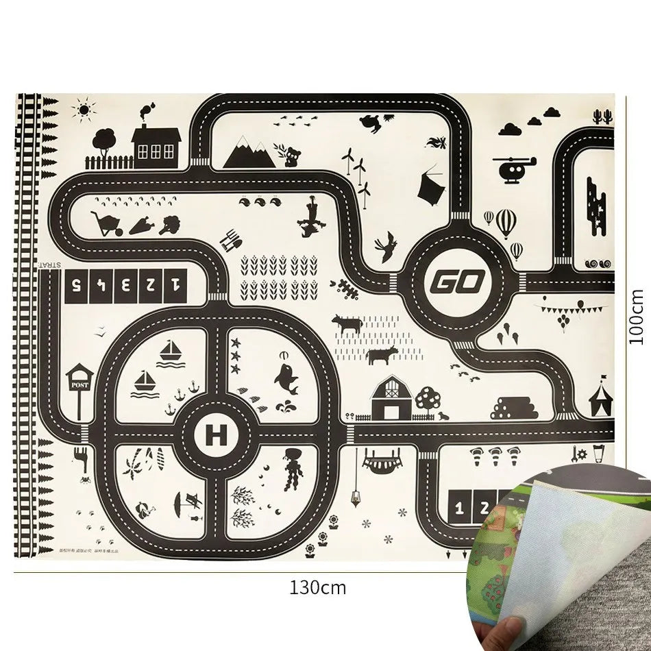 Babies Plastic Waterproof Non-Woven Cartoon Traffic Road Maps Crawling Educational Play Mats/Colors-Multicolor/Gray/Black/Blue/Babies Ages: 6 Months + Older