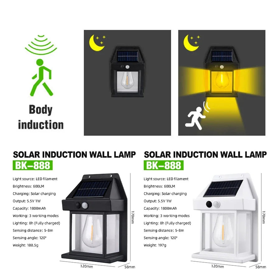 XIWANGFIR Outdoor Solar LED Bulbs Tungsten Wire Wall Light Garden Induction Lamp Garden Villa Night Light Lighting Waterproof