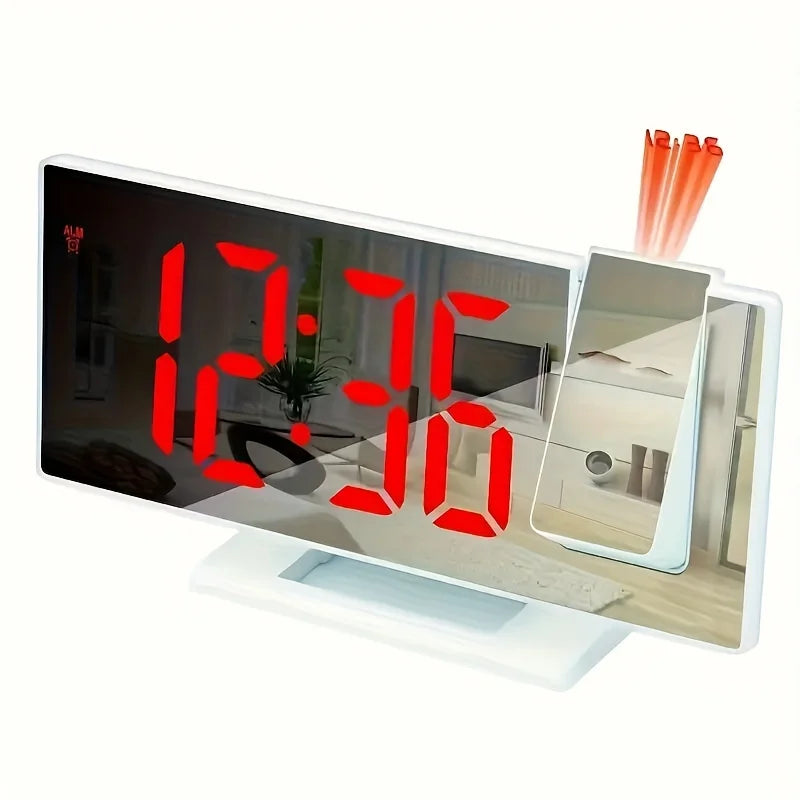 Mirrored Face Rectangle Intelligent Plastic Digital LED Multifunctional Projector Plug-In USB-DC Cable Alarm Clocks/Colors-Black/White/Multicolor