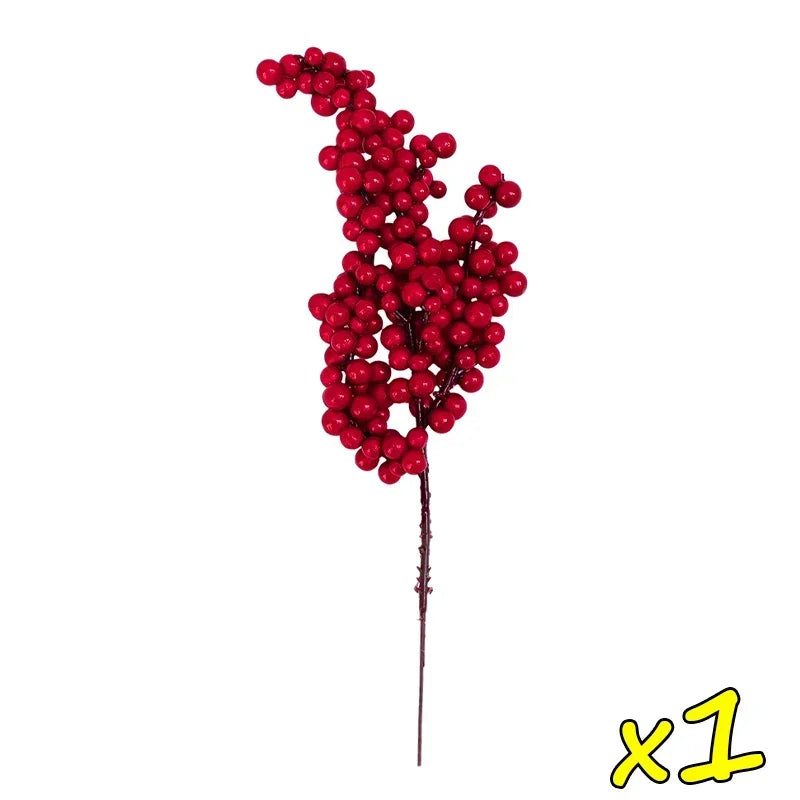 50PCS Branch Indoor Artificial Plastic Foam Non-Flowering Red Holly Berries Flower Bouquet Plants