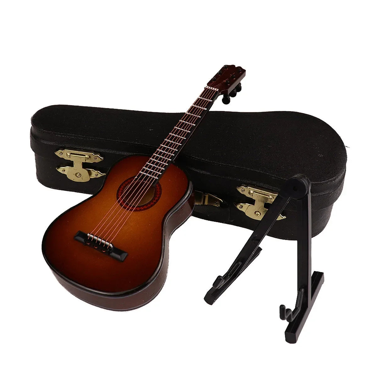 10cm Mini Folk Classical Wooden Guitar Models w /Metal Strings/Colors-Coffee/Blue/Yellow