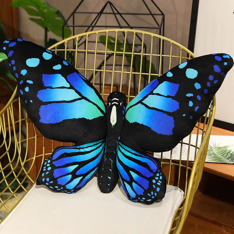 3D Colorful Printed Cartoon Plush Butterfly Shape Polyester Cotton Throw Pillows/ Colors-Multicolor