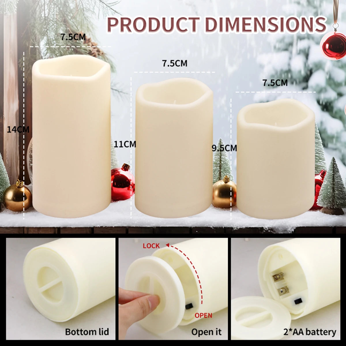 3-12 PCS SET LED Round Plastic Remote Control Water-Resistant Flickering Flameless Electronic Candles/5 DRY BATTERY Not Included /Bulbs Not Included/Colors-Yellow/Beige/White