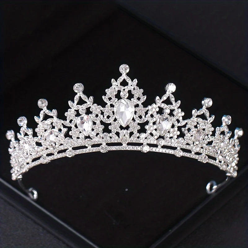 Adult Women Handmade Zinc Alloy Crystal-Rhinestone Bridal Hair Tiaras/Colors-Silver/Red/Blue/Gold/Pink/Floral