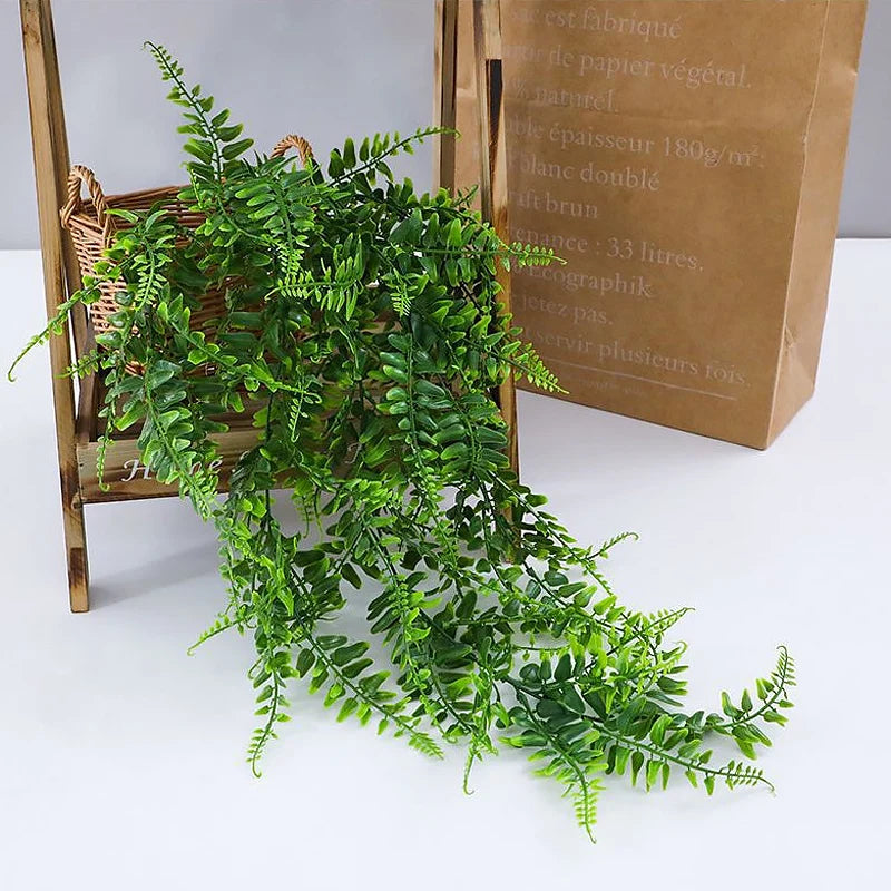 Artificial Green Persian Fern Plastic Non-Flowering Hanging Garland Vine Leaf Plants