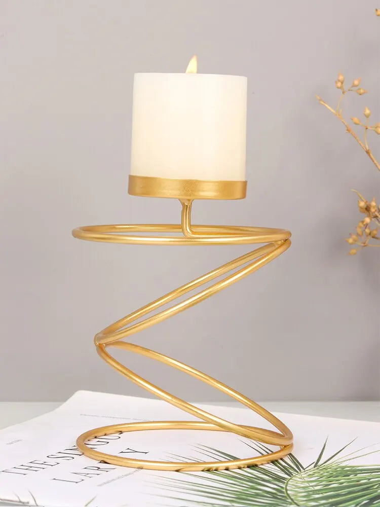 Small Creative Round Rings Iron Tealight Candleholders/Colors-Gold/Black