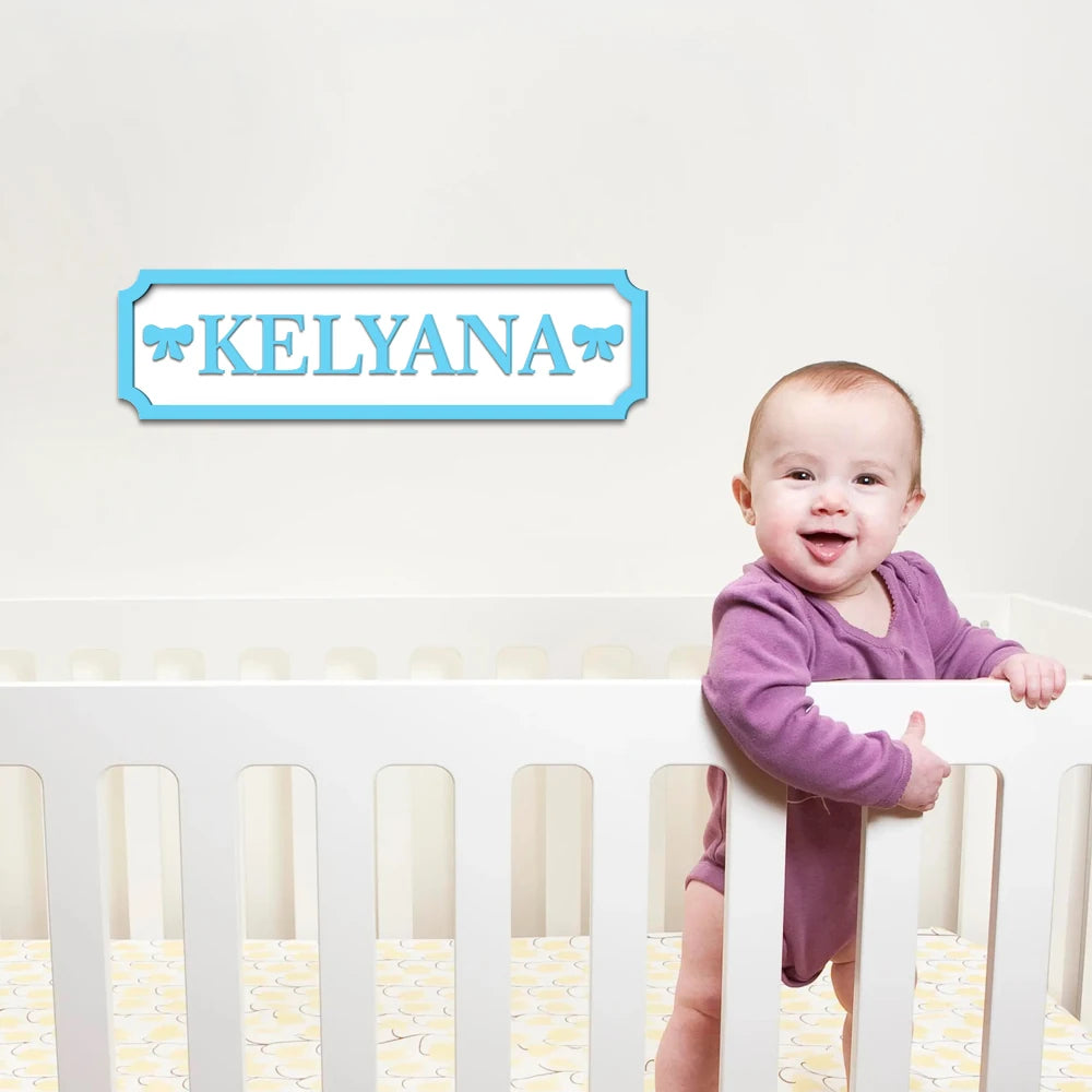 Wood Rectangle Customized Engraved Babies Name Personalized Door Signs/Colors-Black/Pink/Blue/Purple/White/Yellow/Green