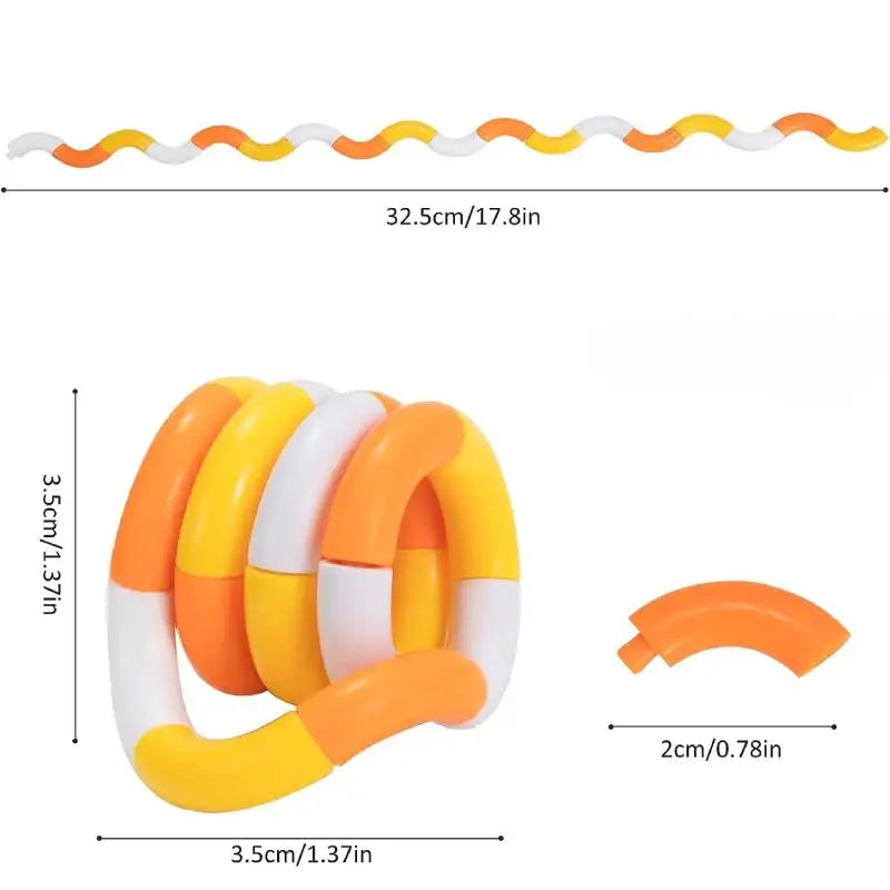 3 PCS Set Plastic Multicolor Various Shapes Hand-Eye Tangle Twisting Fine Motor Skills Anxiety-Stress Relief Fidget Toys/Colors-Orange/Multicolor/Ages: 14-18 + Years Older