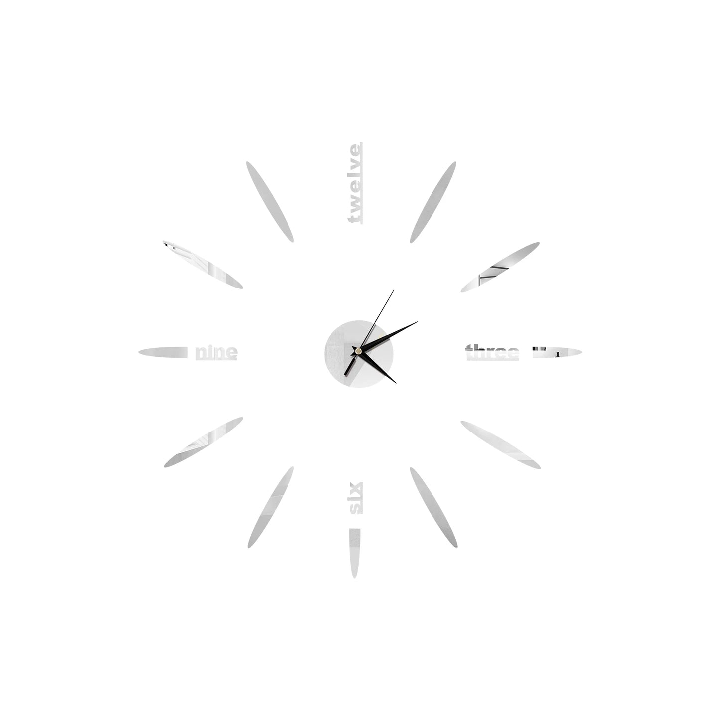 Self-Adhesive Waterproof Vapor-Proof Non-Toxic Safe Acrylic 3D Mirror Wall Clock Decals/Colors-Black/Silver/Gold