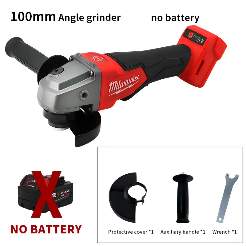 Milwaukee M18 Battery Brushless Angle Grinder 3-Gears 100/125mm Electric Polishing Variable Speed Cutting Machine Power Tools