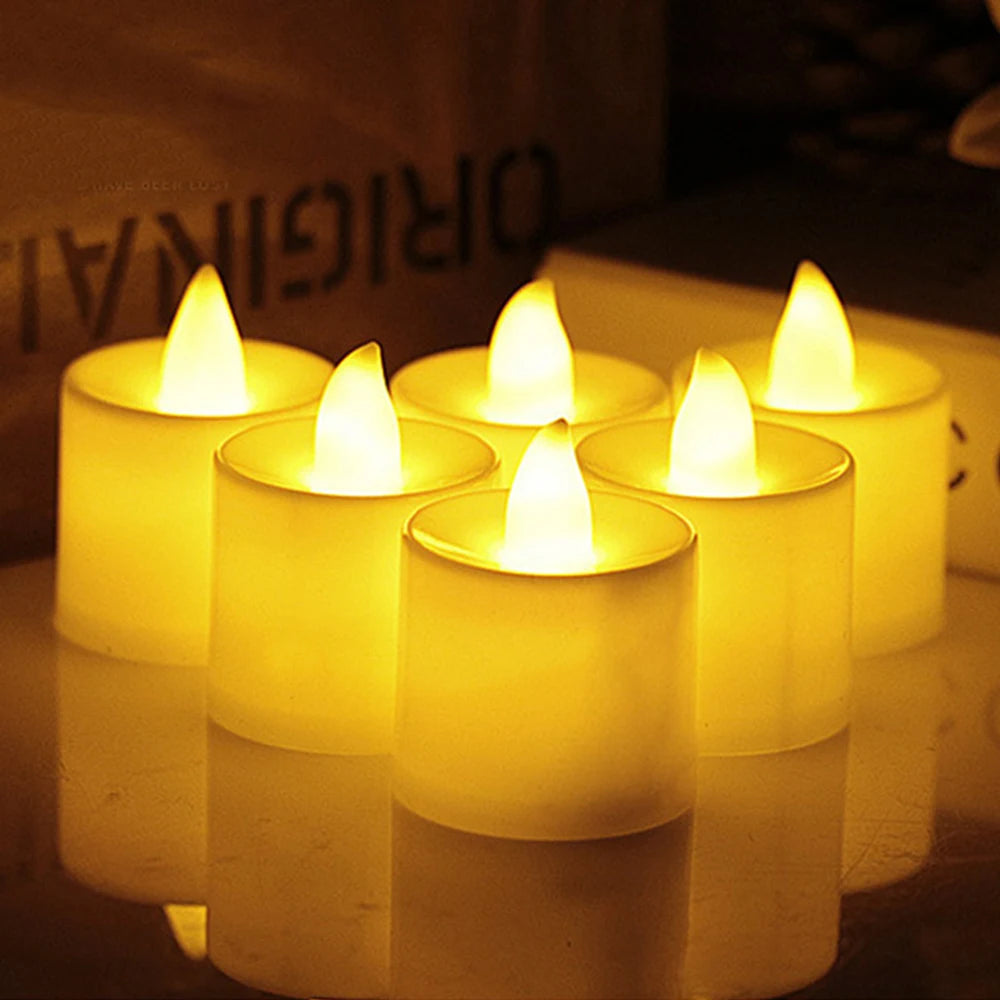 3-96 PCS Set Plastic LED Electronic Dropping Wax Small Round Tea Light Realistic Flickering Flameless Candles/Colors-White/Yellow