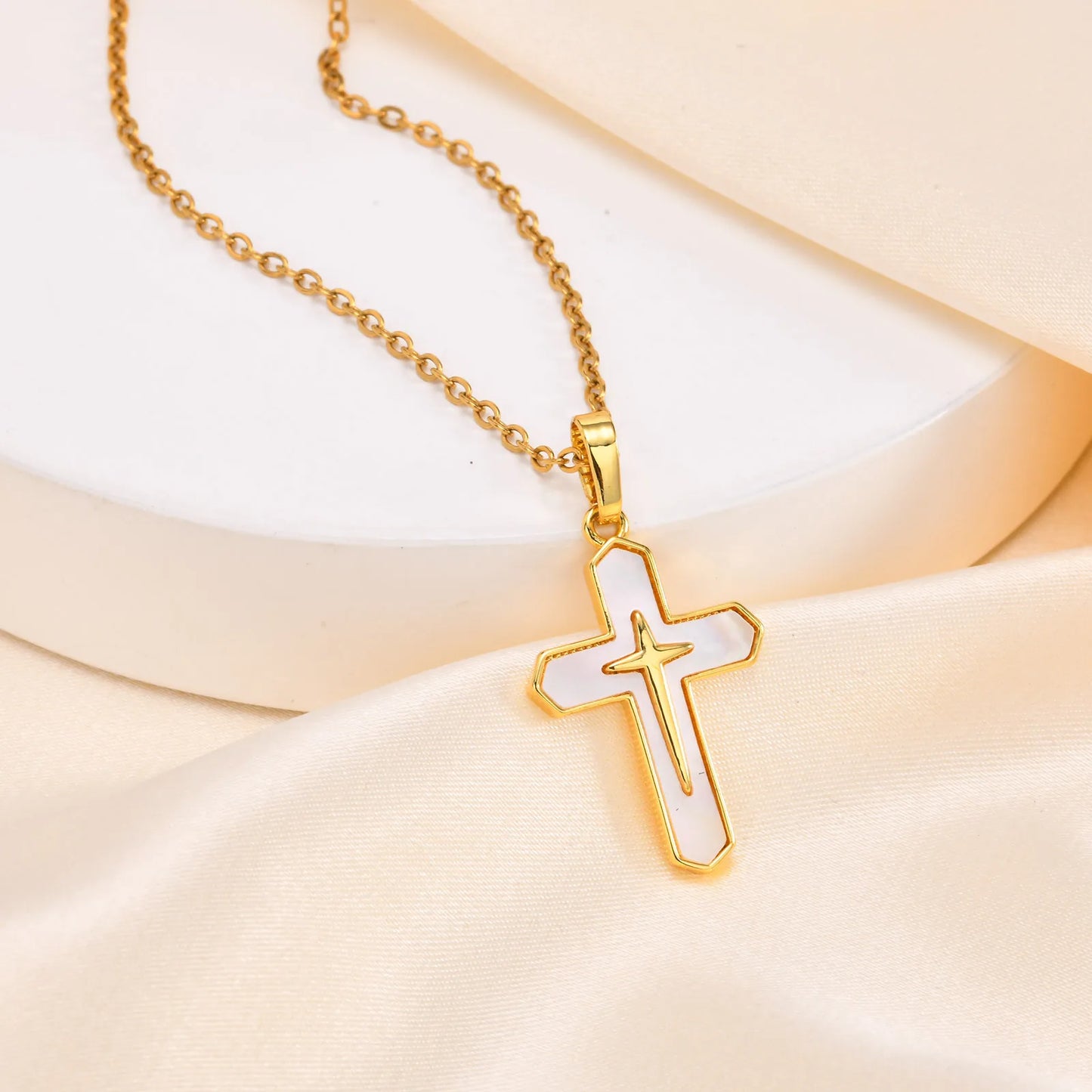 14k Gold Plated Cross Necklace for Women, Cruz Pendant Faith Religious Christian Jewerly Chain 16inch To 24inch