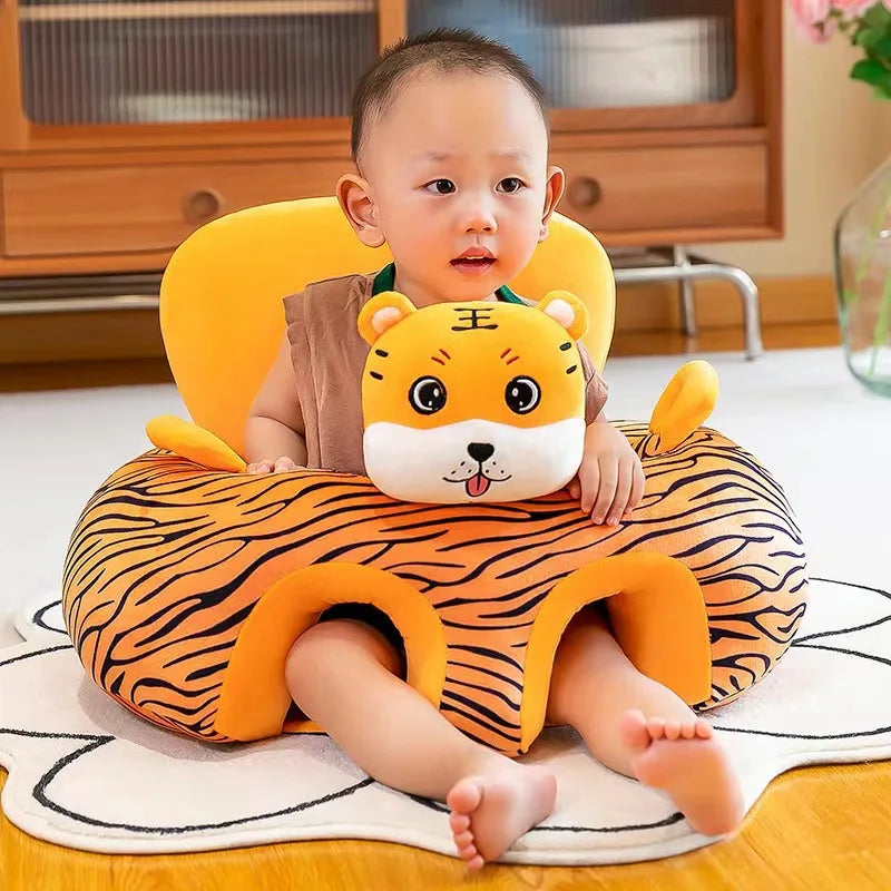Babies-Preschoolers Upholstered Soft Velvet Fabric Electric Embroidery Cute Cartoon Animal Face Images Learning Seat Chairs/Ages: Newborn 0-3 Years + Older/Colors-Orange/Green/Gray/Black/Brown/Red/Multicolor/Checkered/Animals