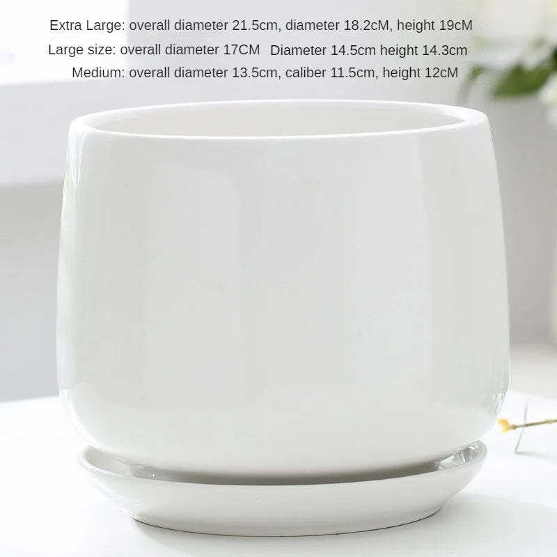 Ceramic Flowerpot Creative Large And Extra Large Flowerpot With Tray Household Balcony Nordic Simple Flowerpot Home Decoration