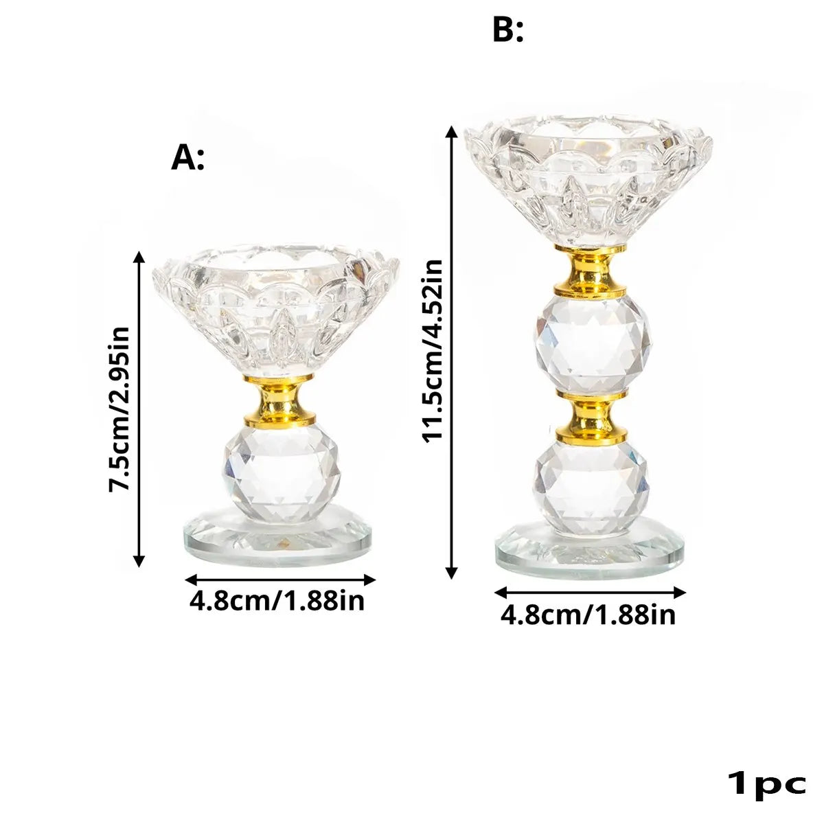 Modern Creative Transparent Diamond Crystal Clear Glass Small Tealight Candle Stand Holders