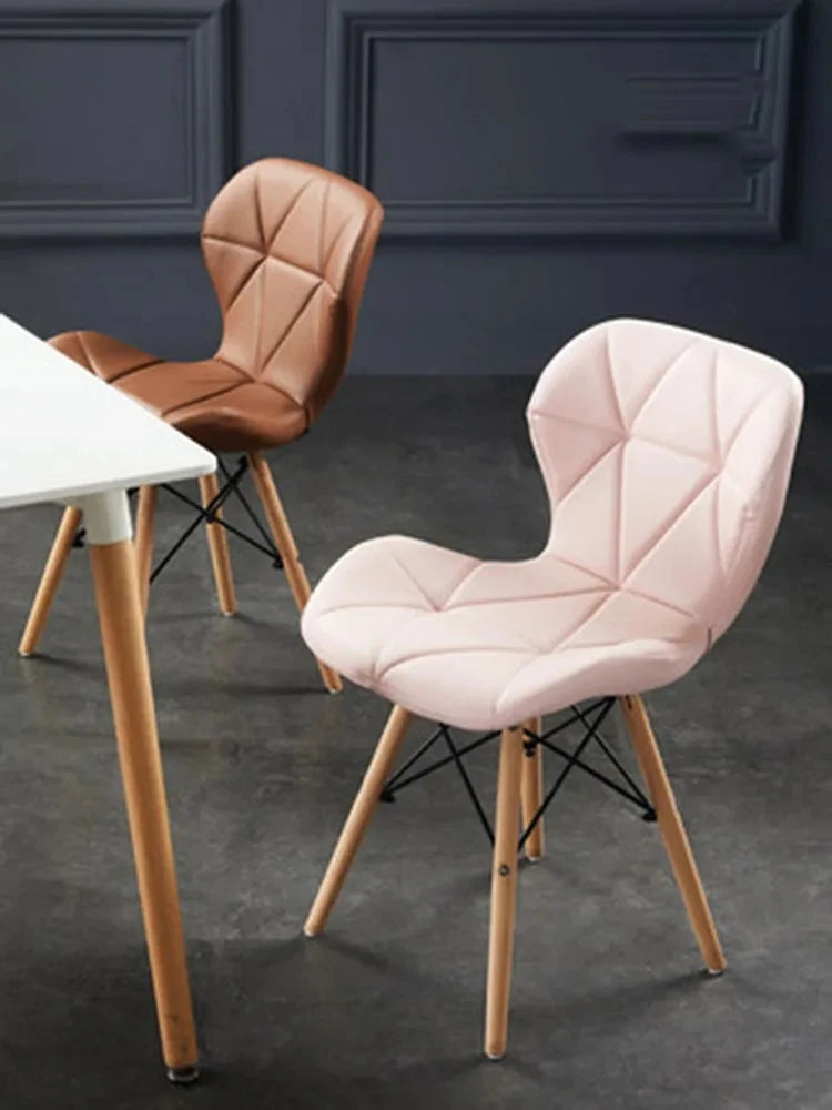 Nordic Cotton Hemp Upholstered Dining Beech Wood Legs Chairs/Colors-Purple/Red/Blue/White/Green/Yellow/Beige/Brown/Orange/Pink/Black