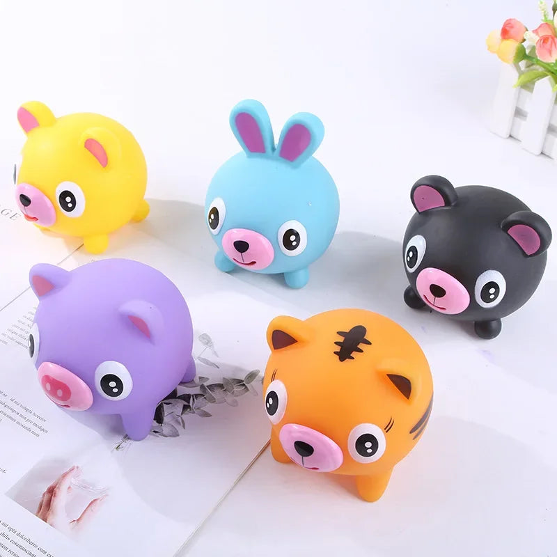 Kids Soft Plastic Silica Gel Non-Toxic Cartoon Cute Talking Babies-Bear-Rabbit-Pig-Tiger Animal Anxiety-Stress Reliever Toys/Ages: 13-18 Years Old/ Colors-Multicolor/Purple/Yellow/Pink/White/Animals
