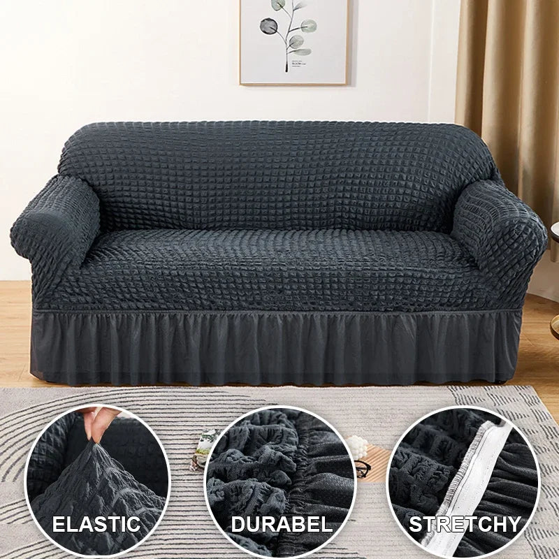 1-4 Seaters Small-X Large Solid Color Printed Polyester-Spandex Elastic Stretch Sofa L-Shape Slipcovers/Colors-Gray/White/Beige/Brown/Pink/Red