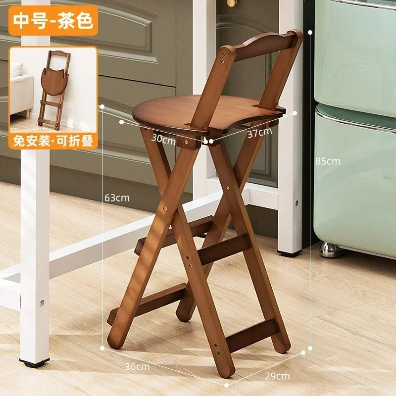 2pcs Durable Small Low Back Polished Bamboo Foldable Flat Bar Stools/Sizes: S-M-L/Beige/Brown
