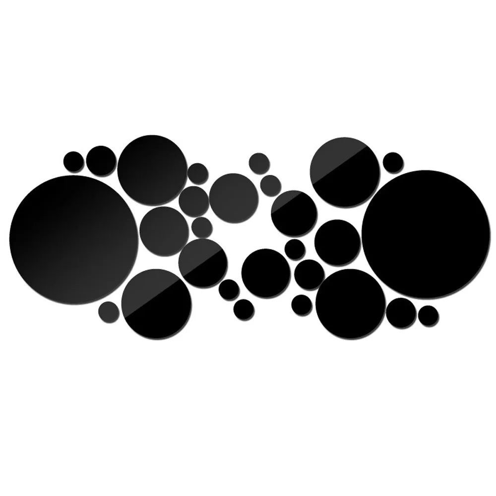 26pcs Classic Round Acrylic Mirror Wall Stickers/ Self-Adhesive/ Removable/Colors-Silver/Rose Gold/Red/Black/Yellow