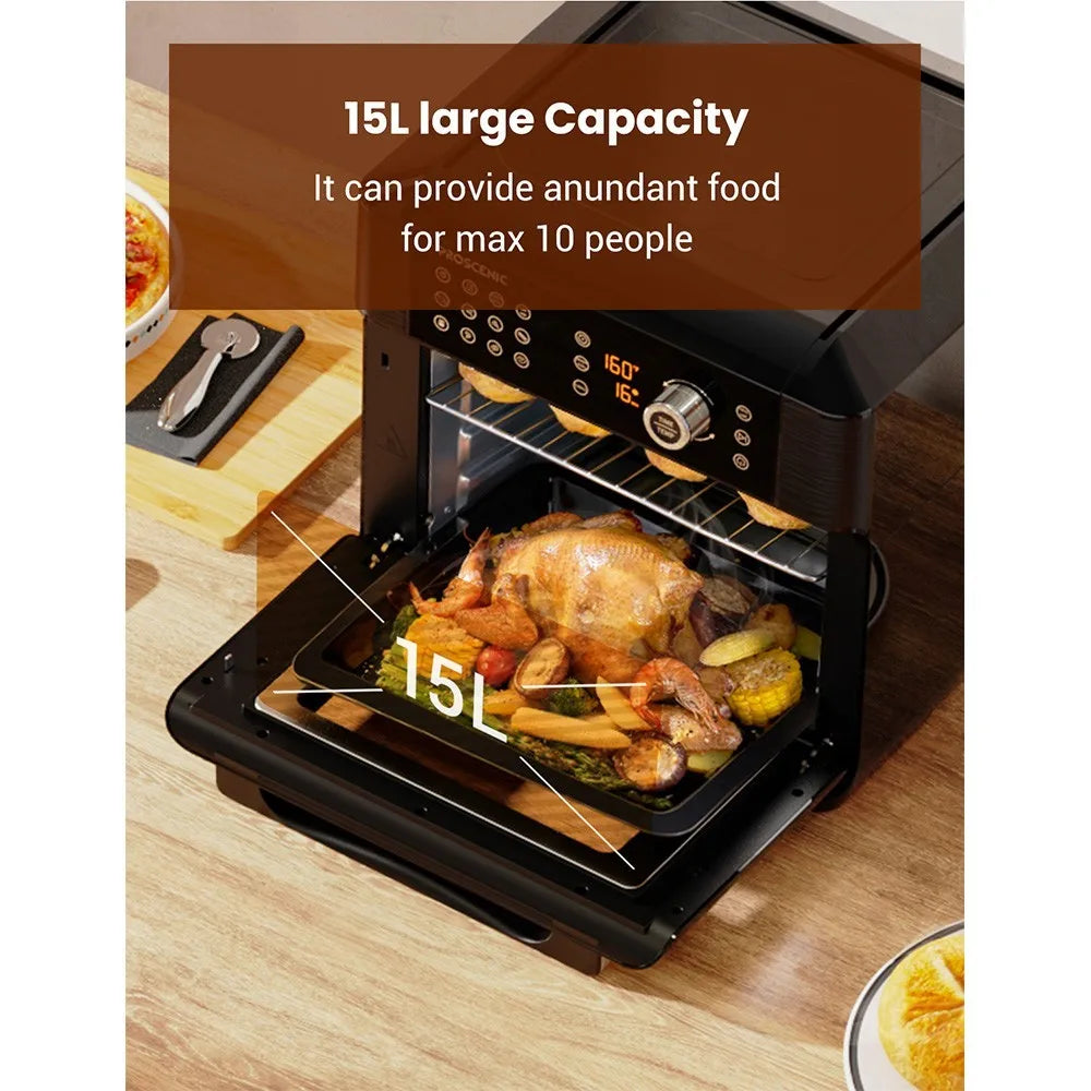 Proscenic Glass See-Through Window Door 12-In-1 Large Non-Stick Air Fryer Oven