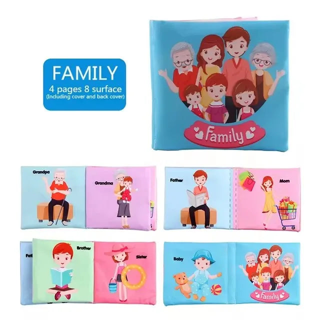 Babies English 4-8 Pages Soft Textured Washable Fadeless Cloth Cotton Fabric Cognitive Early Educational Books/Ages: Newborn-3 + Years Older