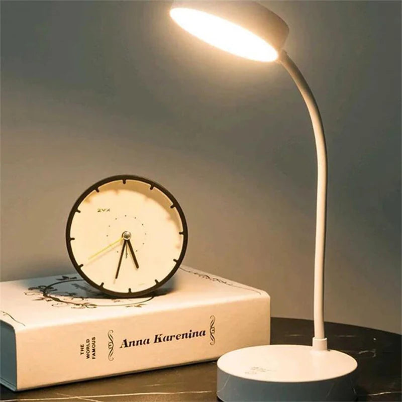 ASB Shade Soft Cool-Warm Daylight LED Bead 3 Modes Dimming Less Blue Light Eye Protection USB Rechargeable Plug Hose Desk Lamps/Colors-White/Beige
