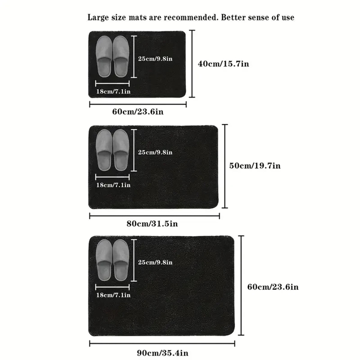 Rectangle Super Absorbent Memory Foam Core Polyester Soft Anti-Slip PVC Bottom Bathroom Mats/Colors-Black/Multicolor/ Gray/Beige/White/Striped