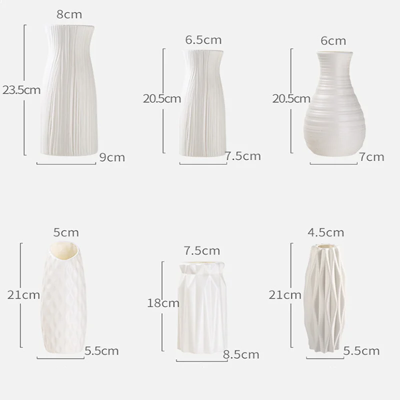 Nordic Modern Plastic Bottle Flower Vases/Colors-White/Clear