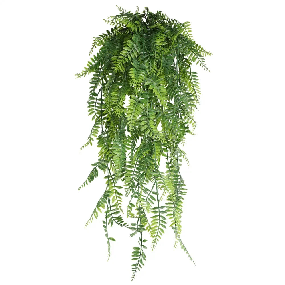 Green Outdoor Artificial Polypropylene Plastic Non-Flowering Hanging Persian FERN Vines Leaves