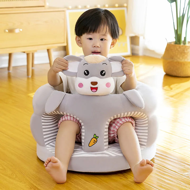 Babies-Preschoolers Upholstered Soft Velvet Fabric Electric Embroidery Cute Cartoon Animal Face Images Learning Seat Chairs/Ages: Newborn 0-3 Years + Older/Colors-Orange/Green/Gray/Black/Brown/Red/Multicolor/Checkered/Animals