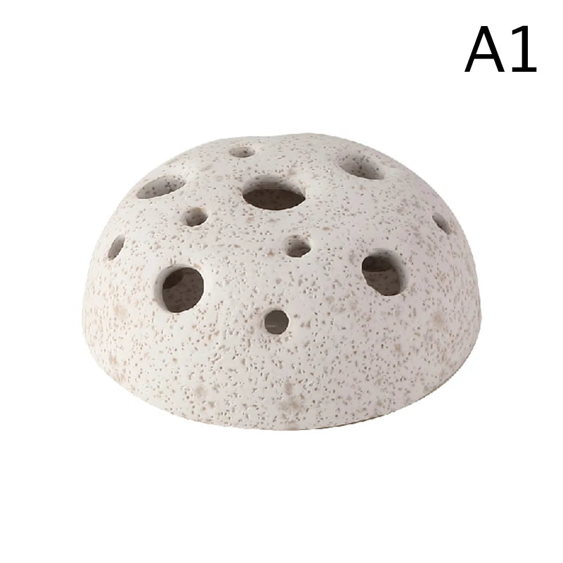 Creative Lotus Seedpod Ceramic Vase Zen Tea Table Desktop Japanese Ikebana Flower Arrangement Utensils Ceramic Stone Sand Decor