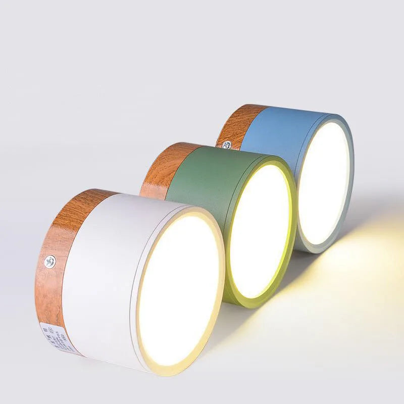 Modern Aluminum LED Warm-Cool White Downlight Dimmable Round Mounted Ceiling Spotlights/Colors-Green/White/Black/Blue/Yellow/Gray
