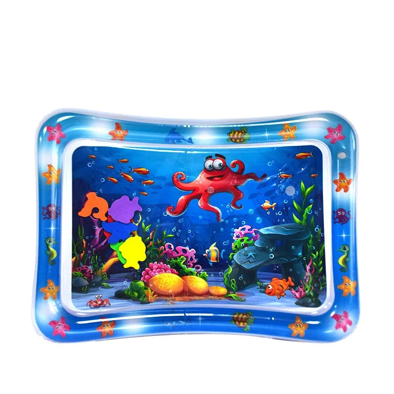 Babies PVC Plastic Rectangle-Round-Heart-Star Shapes Soft Inflatable Cute Cartoon Ocean Scene Nemo-Fishes-Alphabet Air-Waterfilled Tummy Time Mats/Colors-Blue/White/Multicolor/Animal