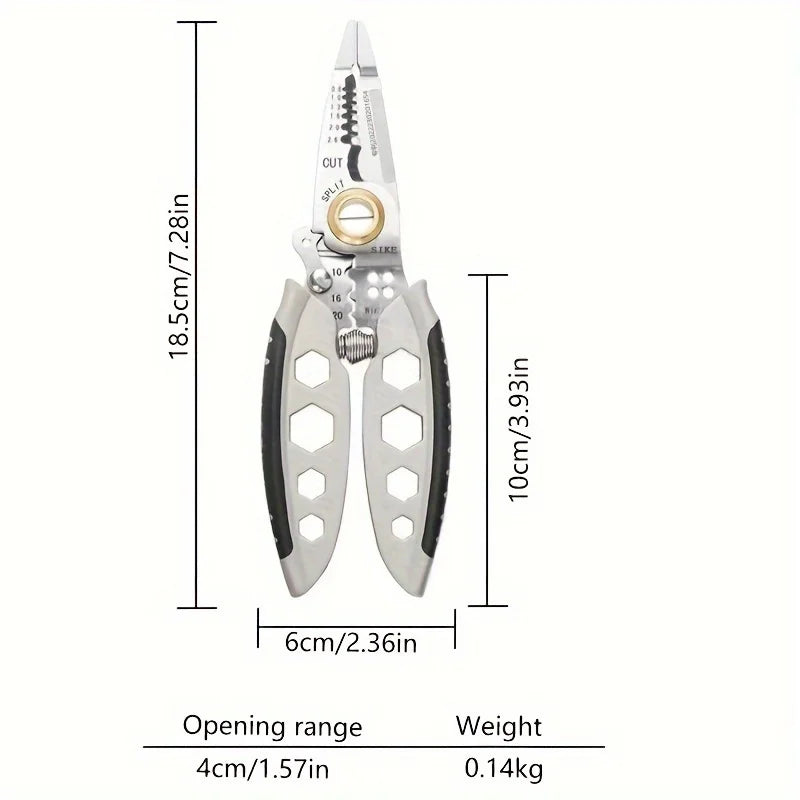 AIRAJ 9 in 1 multifunctional electrician pliers wire strippers Cable Stripping Crimping Striping External hex wrench Hand tools
