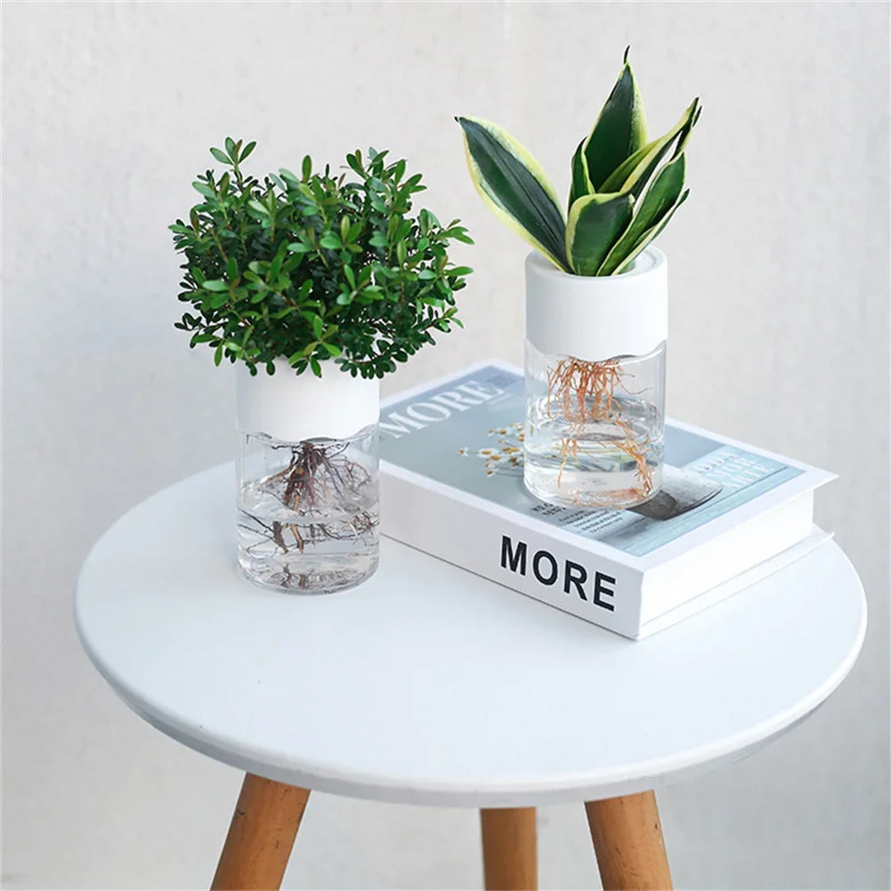 Plastic Transparent Imitation Glass Mini Hydroponic Flower Vases/Colors-White/Clear