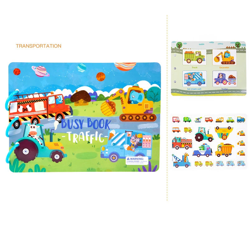 Child-Parent Hand-Painted 3 Plastic Rings Early Educational Stickers-Matching Game Cognition Cardboard Quiet Busy Books/Ages: Newborn-Preschoolers/Colors-Multicolor/Pink/Yellow/Animal