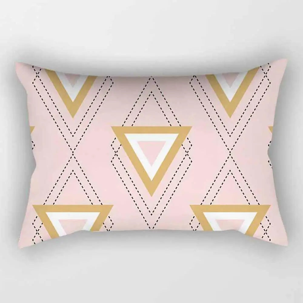 No-EN-Name-Null Modern Rectangle Single-Sided Pattern Pink Geometric Striped Polyester Peach Skin Fabric Pillowcases/Size: 30 cm X 50 cm (12 inches X 20 inches)/Colors-Striped/Geometric/Gold/Animal/White
