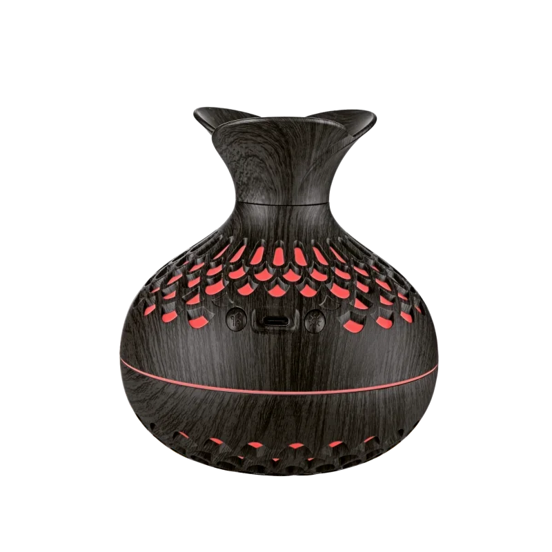 Warm Low Night Light Portable Tabletop 2 Spray Modes Wood Grain Air Delicate Water Mist-Heavy Fog Ultrasonic Oil Diffusers/Colors-Brown/Black