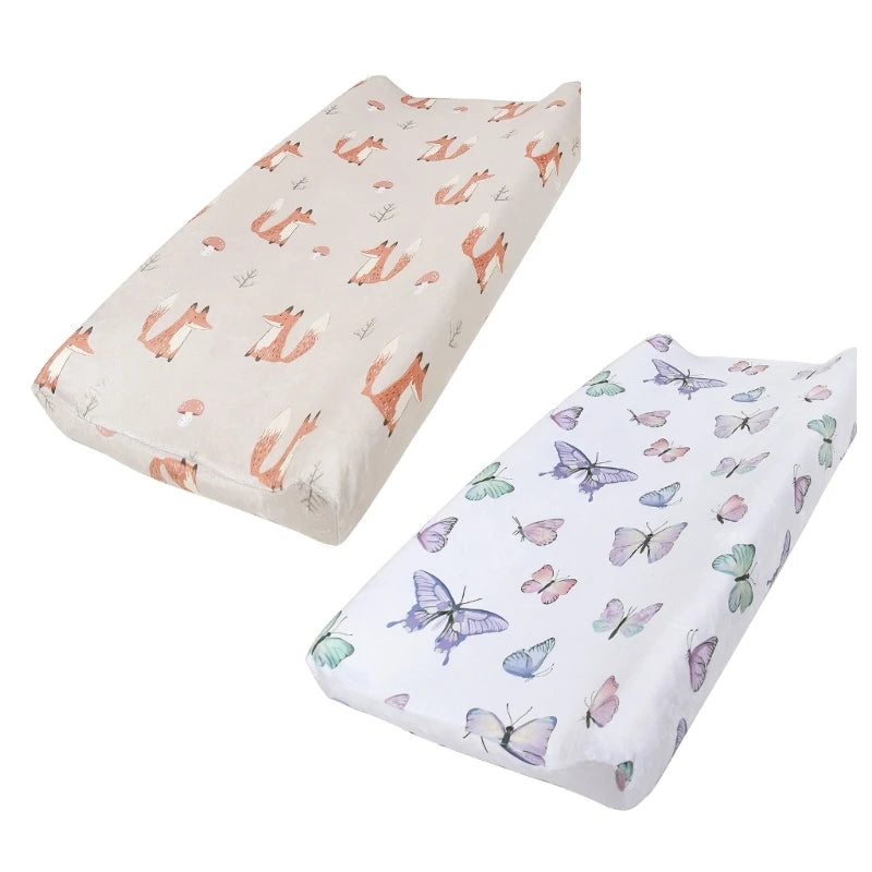 Newborn Babies Soft Polyester Fabric Cute Cartoon Design Removable Washable Diaper Changing Pad Printed COVERS/Colors-Multicolor/Floral/Animal/Rainbow