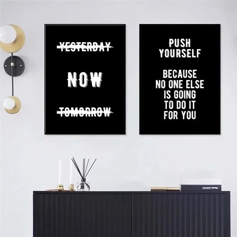 Unframed Modern Rectangle Canvas Black-White Letters Inspirational Quote Prints/Many Sizes