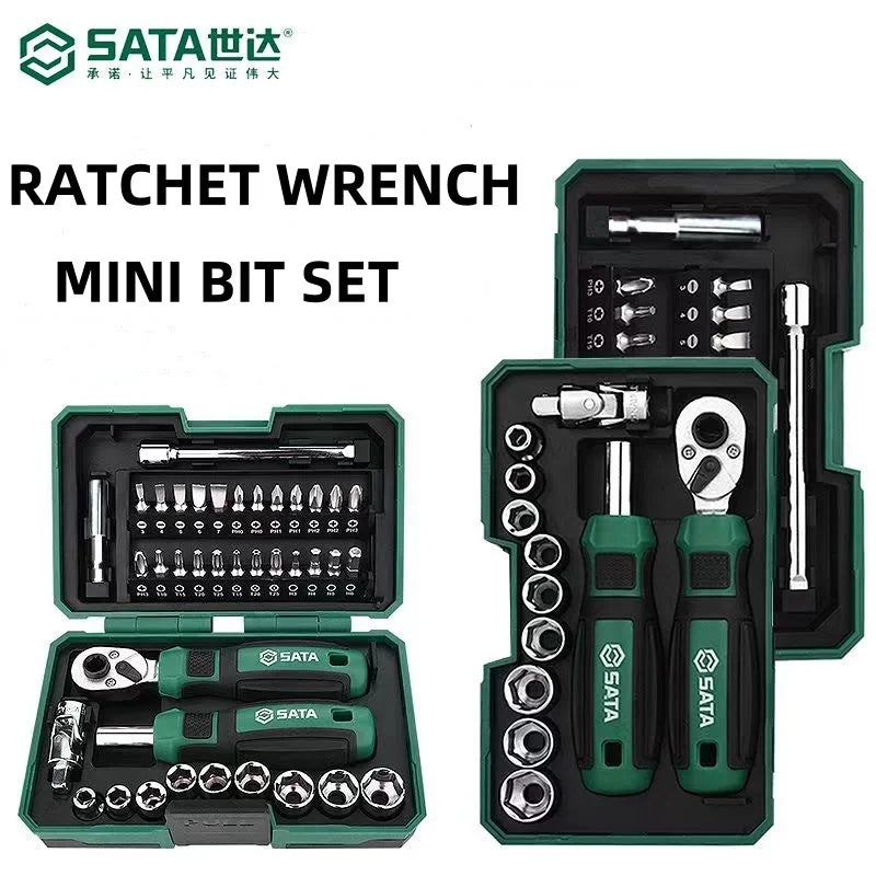 SATA Ratchet screwdriver set 38 in 1 Portable Mini Wrench with Various Bits and Socket Repair Tools Hand Tools