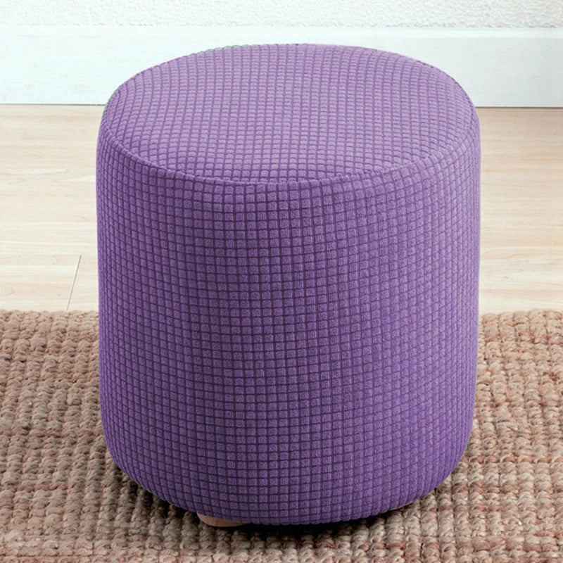 Round Polyester-Cotton Ottoman Stretch Elastic Slipcovers/Colors-Wine Red/Purple