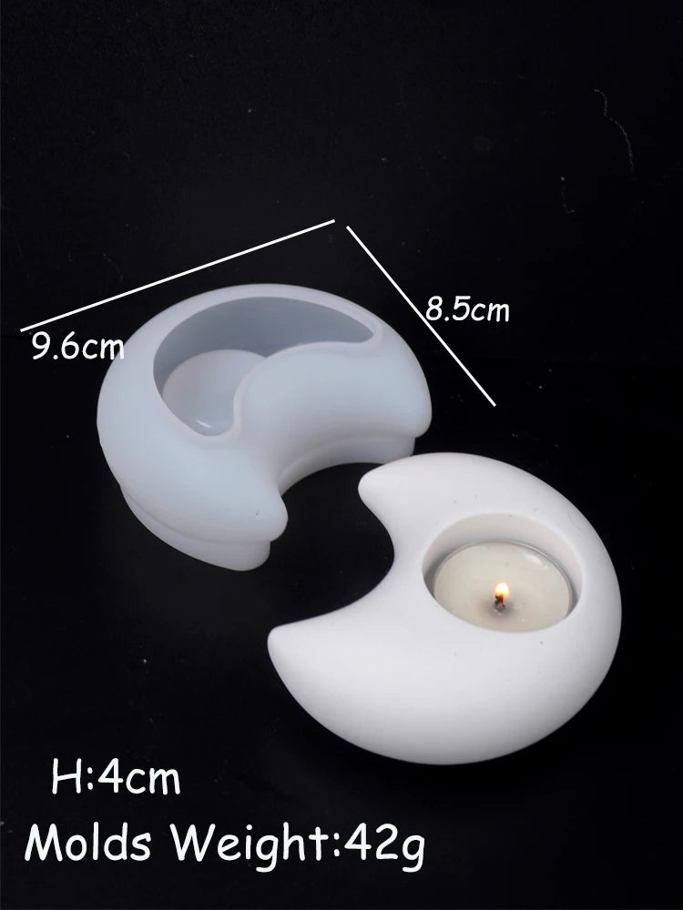 3D Tea Light Candleholder Silicone Concrete Milky White Molds/ Star-Moon-Heart Shape