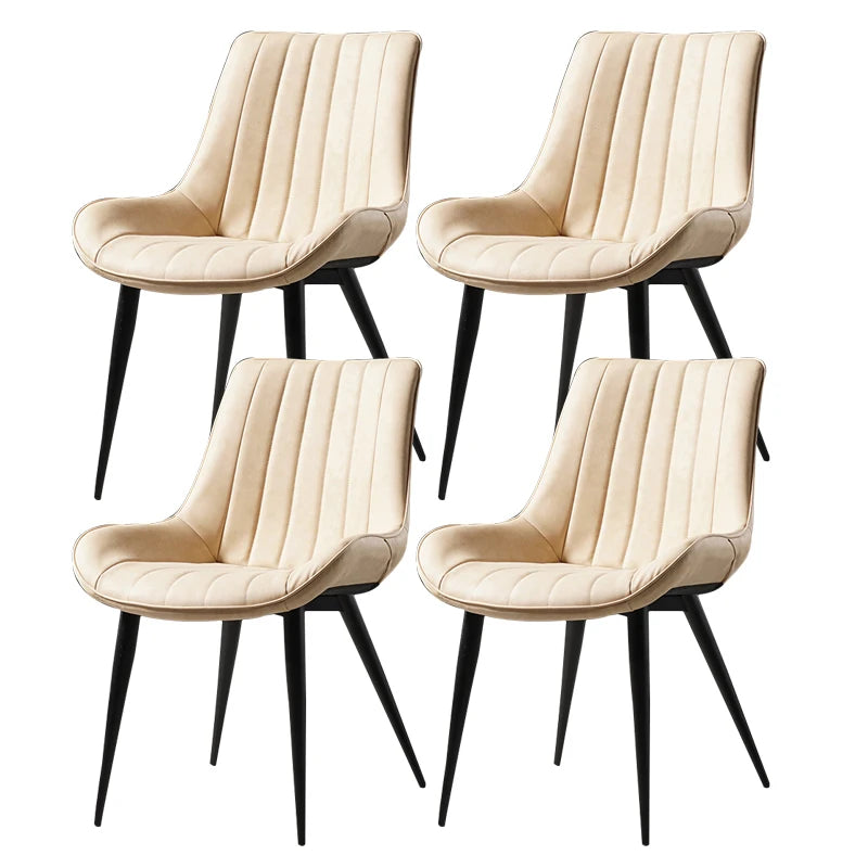 4 pcs Nordic Armless Leather Upholstered Backrest-Seat Dining Chairs/Colors-Black/Green/Brown/Beige/Orange/Gray