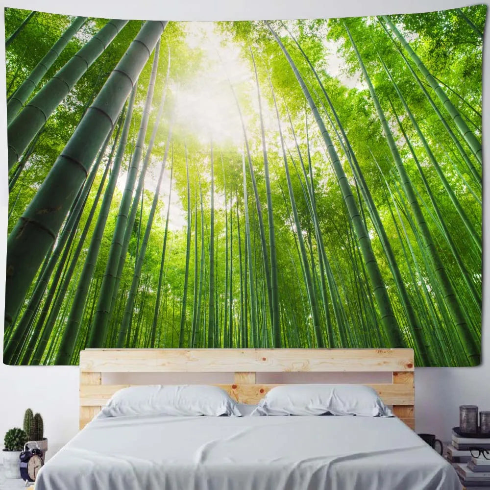 Bamboo tapestry natural landscape 3d printing wall hanging home decoration aesthetics room art wall decoration blanket