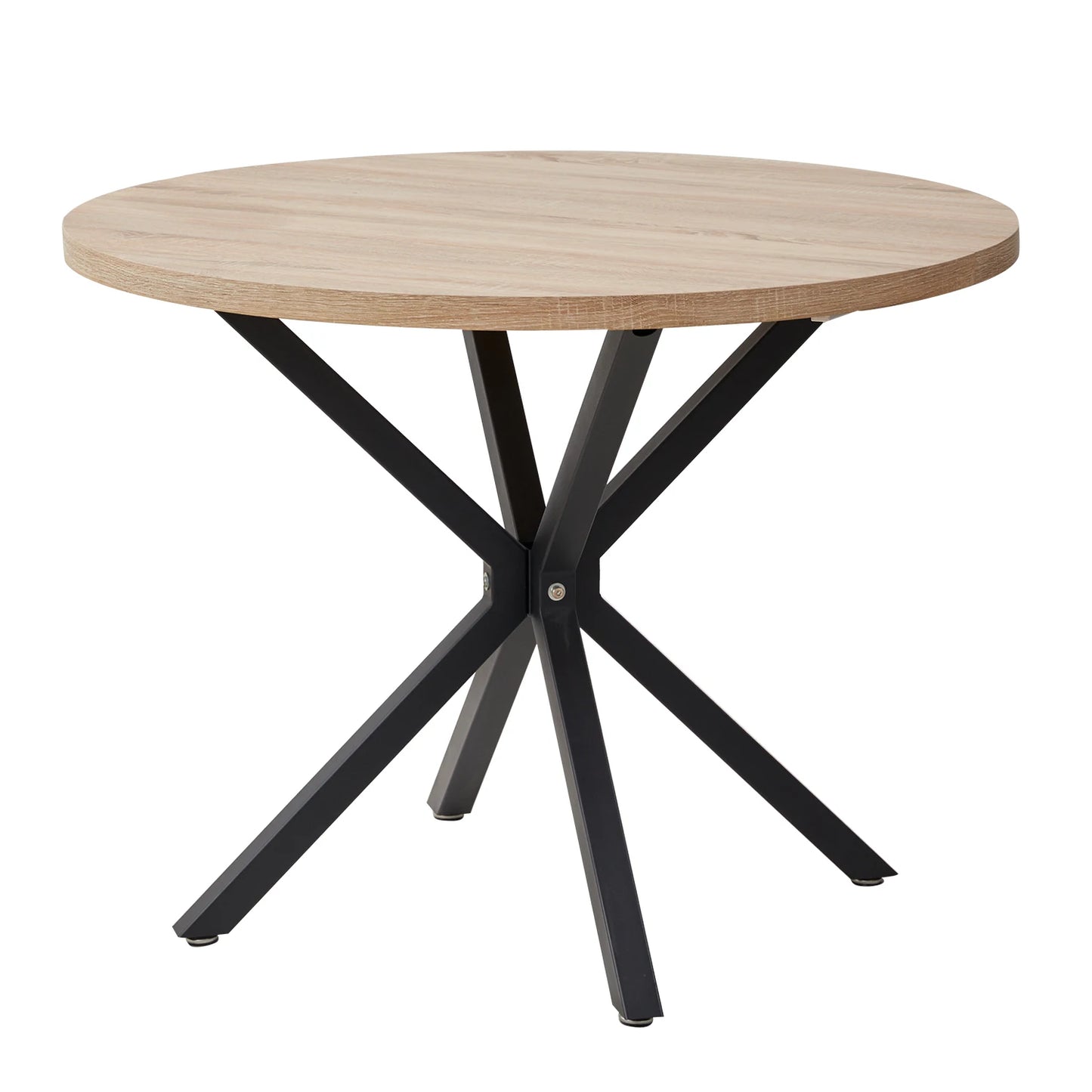 2-4 Seat EGOONM Nordic Round Solid Wood Top Small Dining Table w/ X-Shape Steel Frame/No Chairs/Colors-Dark Brown/Light Brown